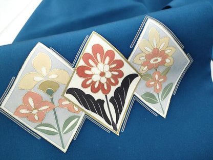 平和屋着物●塩瀬　九寸名古屋帯　菱花文　金彩　正絹　逸品　CABD0668hy