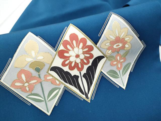 平和屋着物●塩瀬　九寸名古屋帯　菱花文　金彩　正絹　逸品　CABD0668hy
