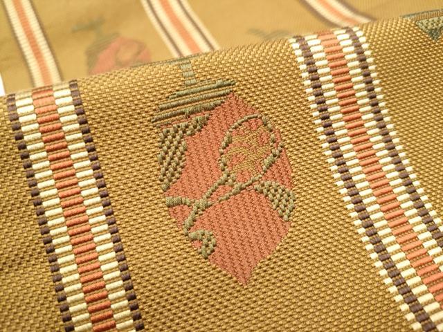 平和屋着物●本場筑前博多織 八寸名古屋帯 成物 草花文 正絹 逸品 CABD0671hy