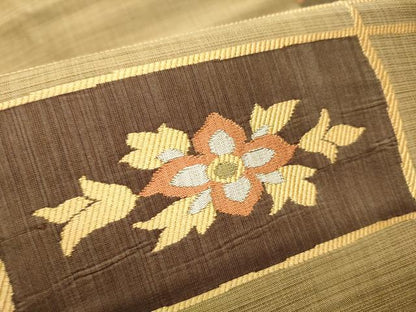 平和屋着物●九寸名古屋帯　休み鳥枝花文　正絹　逸品　CABD0675hy