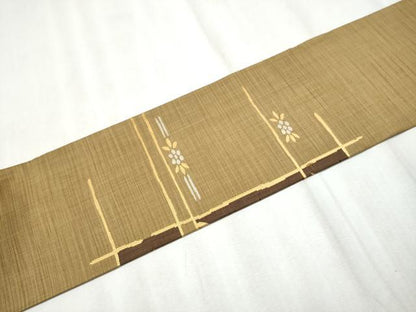 平和屋着物●九寸名古屋帯　休み鳥枝花文　正絹　逸品　CABD0675hy