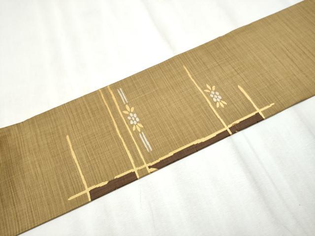 平和屋着物●九寸名古屋帯　休み鳥枝花文　正絹　逸品　CABD0675hy