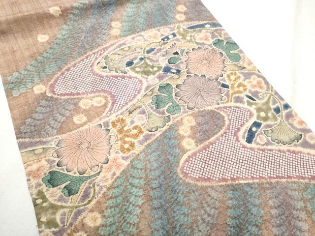平和屋着物●九寸開き名古屋帯　作家物　紬地　絞り　辻が花　金通し地　正絹　逸品　CABD0685hy