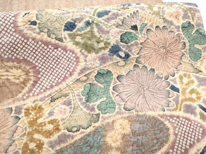平和屋着物●九寸開き名古屋帯　作家物　紬地　絞り　辻が花　金通し地　正絹　逸品　CABD0685hy
