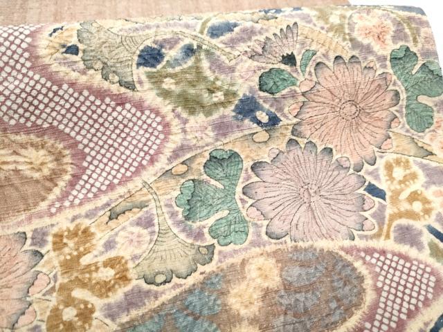 平和屋着物●九寸開き名古屋帯　作家物　紬地　絞り　辻が花　金通し地　正絹　逸品　CABD0685hy