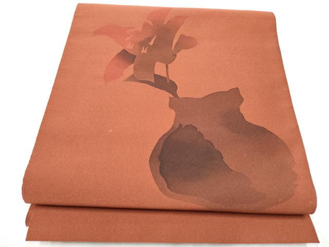 平和屋着物●爪掻き本綴れ 八寸名古屋帯 作家物 ろうけつ染 陶器花文 正絹 逸品 CABD0690hy