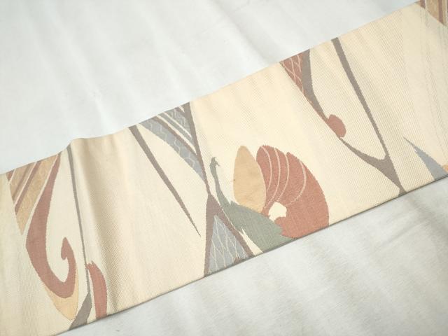 平和屋着物●九寸名古屋帯　流水花文　正絹　逸品　CABD0694hy