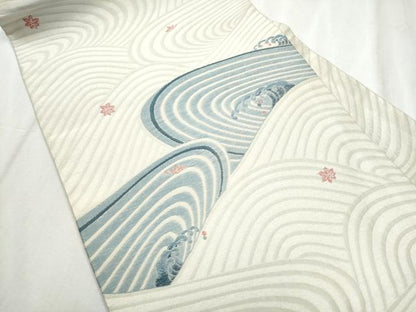 平和屋着物●九寸名古屋帯　美保姿　竜田川　銀糸　正絹　逸品　CABD0695hy