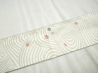平和屋着物●九寸名古屋帯　美保姿　竜田川　銀糸　正絹　逸品　CABD0695hy