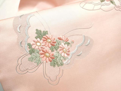 平和屋着物●中国三大刺繍　相良刺繍　総刺繍　塩瀬　九寸名古屋帯　花蝶文　正絹　逸品　CABD0696hy