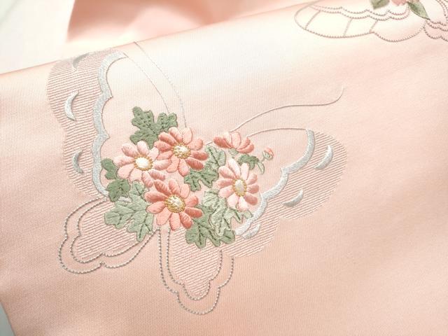 平和屋着物●中国三大刺繍　相良刺繍　総刺繍　塩瀬　九寸名古屋帯　花蝶文　正絹　逸品　CABD0696hy