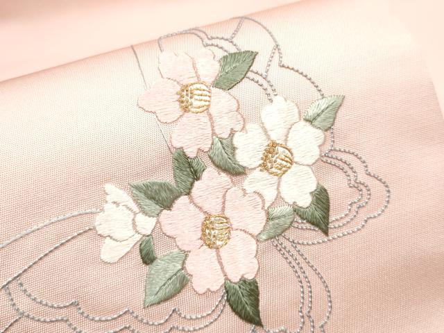 平和屋着物●中国三大刺繍　相良刺繍　総刺繍　塩瀬　九寸名古屋帯　花蝶文　正絹　逸品　CABD0696hy
