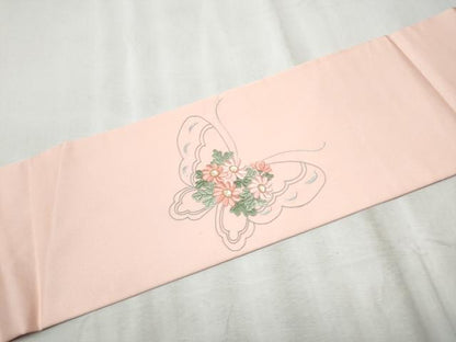 平和屋着物●中国三大刺繍　相良刺繍　総刺繍　塩瀬　九寸名古屋帯　花蝶文　正絹　逸品　CABD0696hy