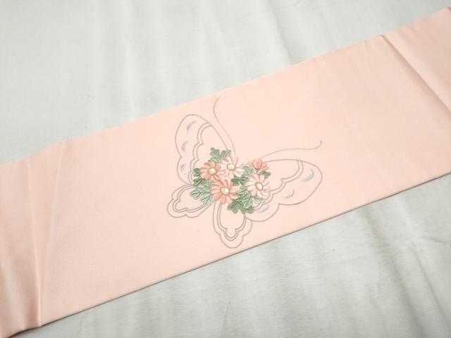 平和屋着物●中国三大刺繍　相良刺繍　総刺繍　塩瀬　九寸名古屋帯　花蝶文　正絹　逸品　CABD0696hy