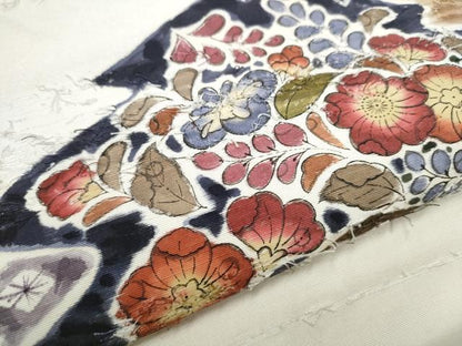 平和屋着物●九寸名古屋帯　髭紬　辻が花　正絹　逸品　CABD0700hy