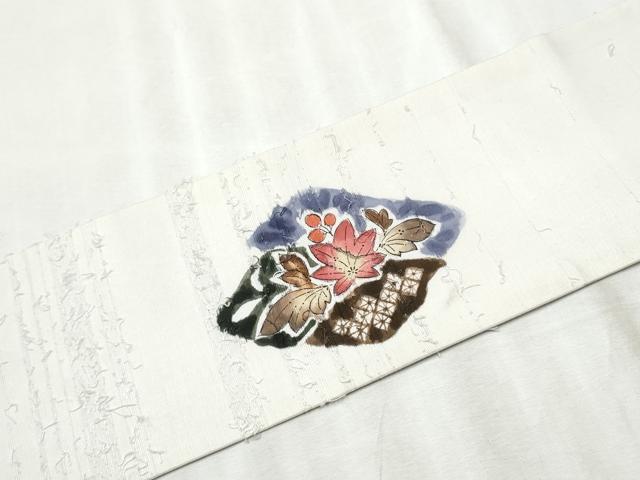平和屋着物●九寸名古屋帯　髭紬　辻が花　正絹　逸品　CABD0700hy