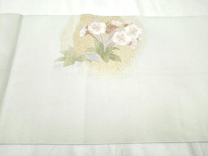 平和屋着物●爪掻き本綴れ　八寸名古屋帯　枝桜文　金糸　正絹　逸品　CABD0704hy