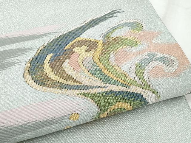 平和屋着物●爪掻き本綴れ　八寸名古屋帯　流水文　金銀糸　正絹　逸品　CABD0705hy