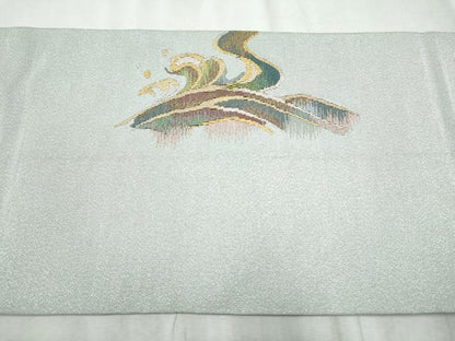 平和屋着物●爪掻き本綴れ　八寸名古屋帯　流水文　金銀糸　正絹　逸品　CABD0705hy
