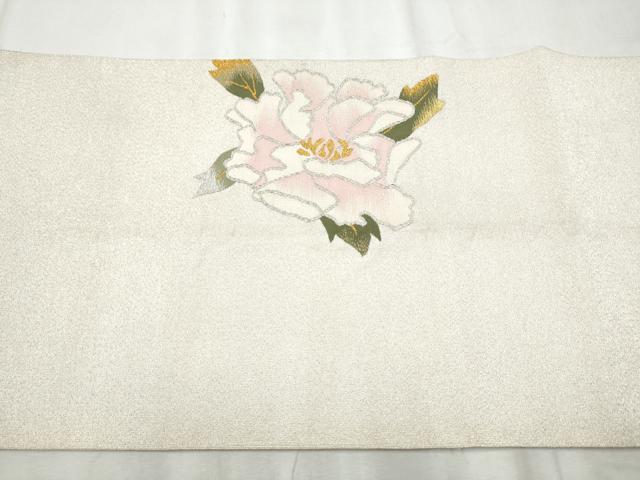 平和屋着物●爪掻き本綴れ　八寸名古屋帯　枝牡丹　金銀糸　正絹　逸品　CABD0706hy