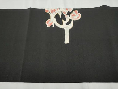 平和屋着物●爪掻き本綴れ　八寸名古屋帯　枝葉文　黒地　金銀糸　正絹　逸品　CABD0710hy