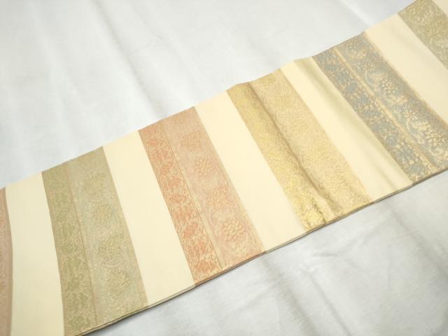 平和屋着物●九寸名古屋帯　横段文　金糸　正絹　逸品　CABD0715hy