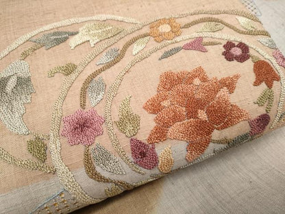 平和屋着物●中国三大刺繍　スワトウ相良刺繍　総刺繍　九寸名古屋帯　紬地　花唐草文　正絹　逸品　CABD0719hy