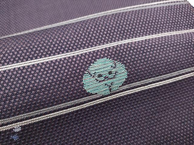 平和屋着物●八寸名古屋帯　犬　正絹　逸品　CABD0727hy