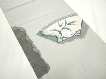 平和屋着物●八寸名古屋帯　すくい織　枝葉文　やまと誂製　正絹　逸品　CABD0728hy