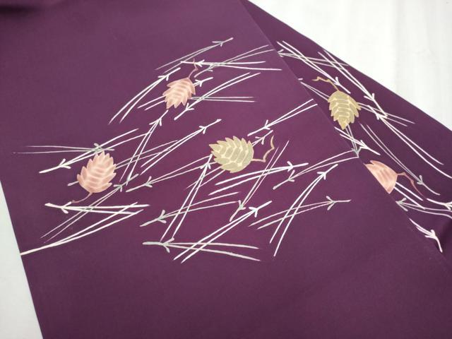 平和屋着物●塩瀬　九寸名古屋帯　こぼれ松葉文　金彩　正絹　逸品　CABD0729hy