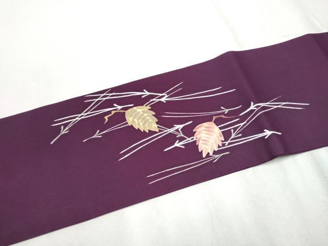 平和屋着物●塩瀬　九寸名古屋帯　こぼれ松葉文　金彩　正絹　逸品　CABD0729hy