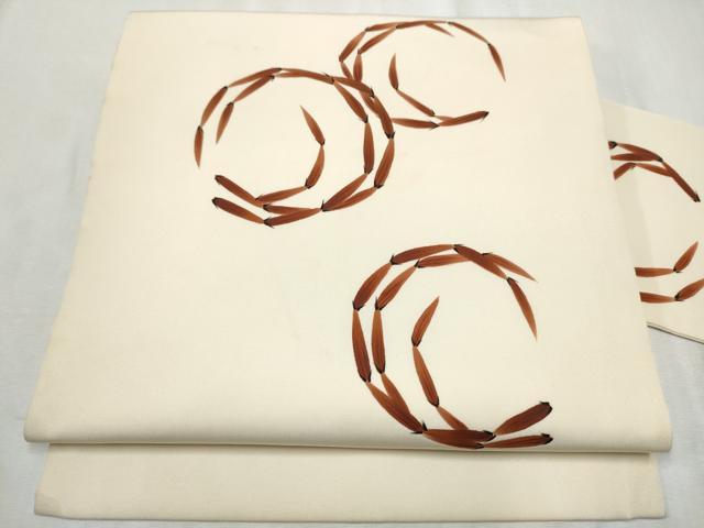 平和屋着物●塩瀬　九寸名古屋帯　トクサ丸文　正絹　逸品　CABD0730hy