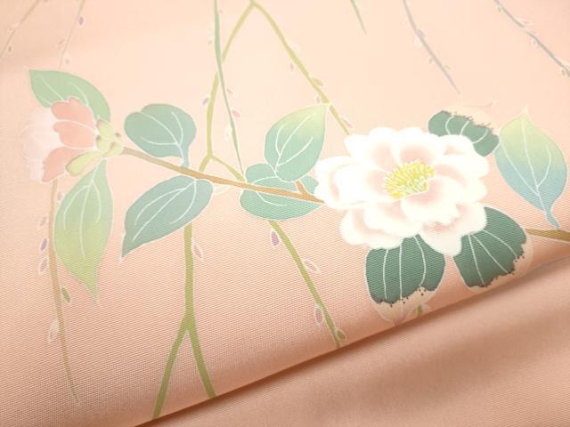 平和屋着物●塩瀬　九寸名古屋帯　友禅　作家物　枝花文　正絹　逸品　CABD0731hy