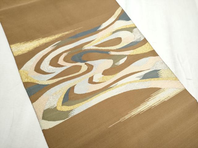 平和屋着物●爪掻き本綴れ　八寸名古屋帯　流水文　金銀糸　正絹　逸品　CABD0736hy