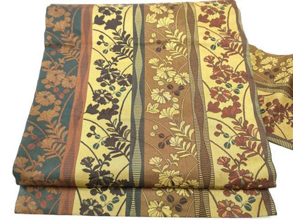 平和屋着物●全通柄　九寸名古屋帯　菊間道　正絹　逸品　CABD0741hy