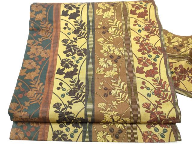 平和屋着物●全通柄　九寸名古屋帯　菊間道　正絹　逸品　CABD0741hy