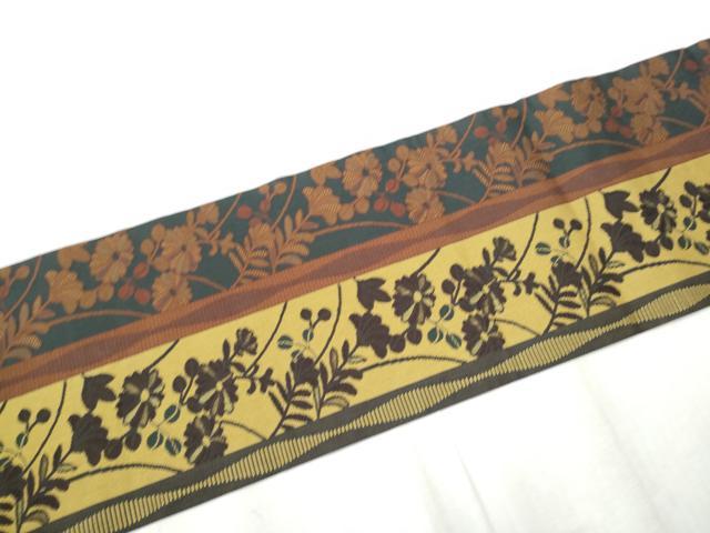 平和屋着物●全通柄　九寸名古屋帯　菊間道　正絹　逸品　CABD0741hy
