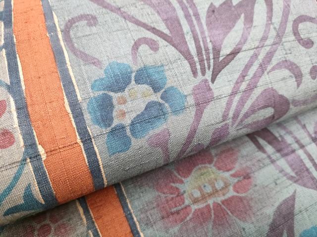 平和屋着物●九寸名古屋帯　紬地　花唐草文　正絹　逸品　CABD0743hy