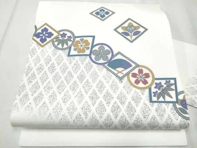 平和屋着物●九寸名古屋帯　扇面草花丸文　CABD0745hy