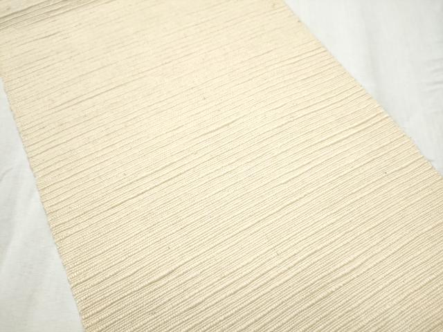 平和屋着物●信州紬　八寸名古屋帯　薄卵色　正絹　逸品　CABD0746hy