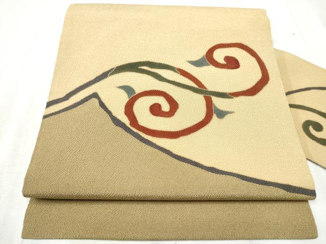 平和屋着物●九寸名古屋帯　唐草文　正絹　逸品　CABD0749hy