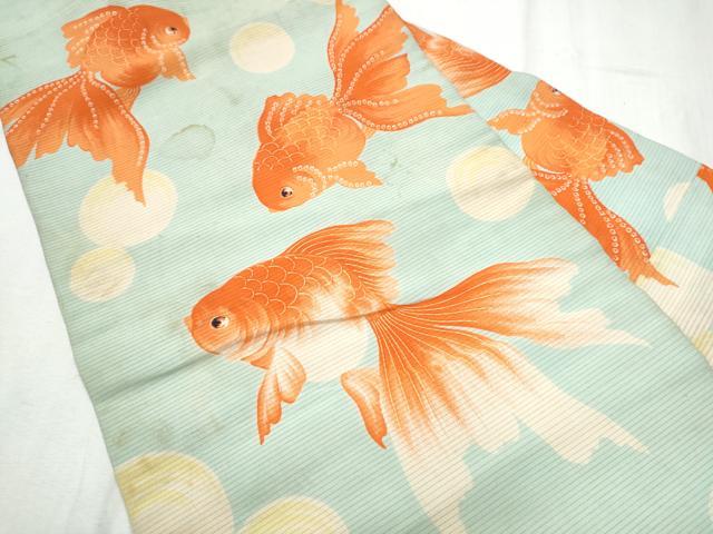 平和屋着物●アンティーク　大正ロマン　九寸名古屋帯　金魚　正絹　逸品　CABD0750hy