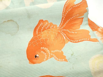 平和屋着物●アンティーク　大正ロマン　九寸名古屋帯　金魚　正絹　逸品　CABD0750hy