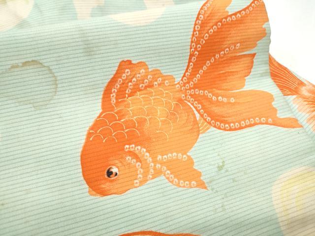 平和屋着物●アンティーク　大正ロマン　九寸名古屋帯　金魚　正絹　逸品　CABD0750hy