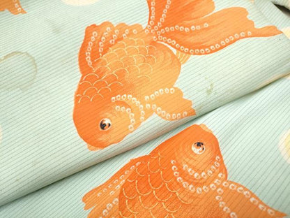 平和屋着物●アンティーク　大正ロマン　九寸名古屋帯　金魚　正絹　逸品　CABD0750hy
