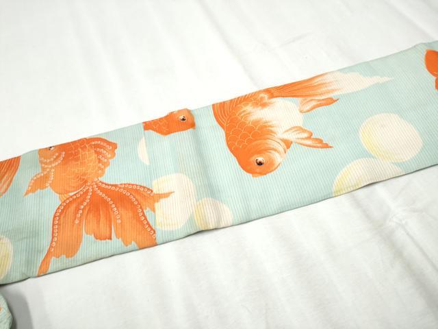 平和屋着物●アンティーク　大正ロマン　九寸名古屋帯　金魚　正絹　逸品　CABD0750hy