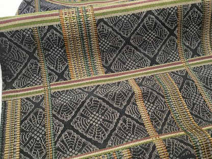 平和屋着物●九寸名古屋帯　格子花文　　正絹　逸品　CABD0751hy