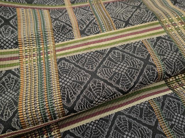 平和屋着物●九寸名古屋帯　格子花文　　正絹　逸品　CABD0751hy