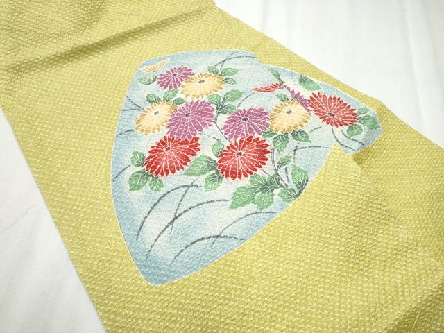 平和屋着物●名門　藤娘きぬたや・総絞り　九寸名古屋帯　菊　正絹　逸品　CABD0755hy