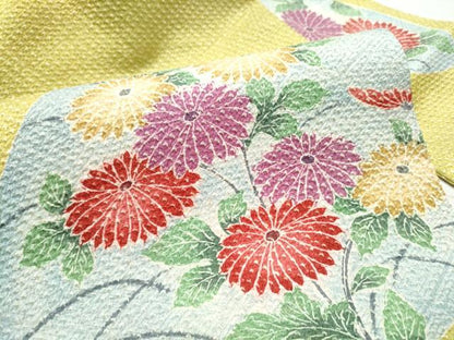 平和屋着物●名門　藤娘きぬたや・総絞り　九寸名古屋帯　菊　正絹　逸品　CABD0755hy